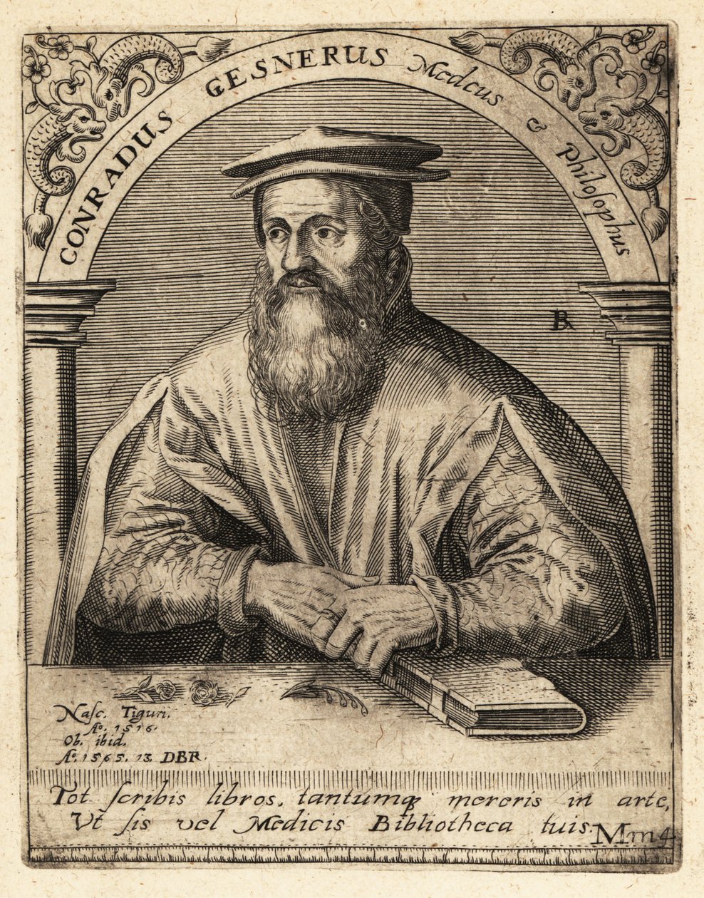 Conrad Gessner, sveitsisk lege av Theodore de Bry