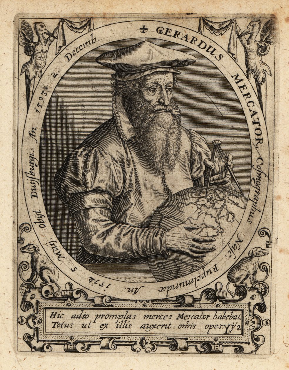 Gerardus Mercator, geograf. av Theodore de Bry