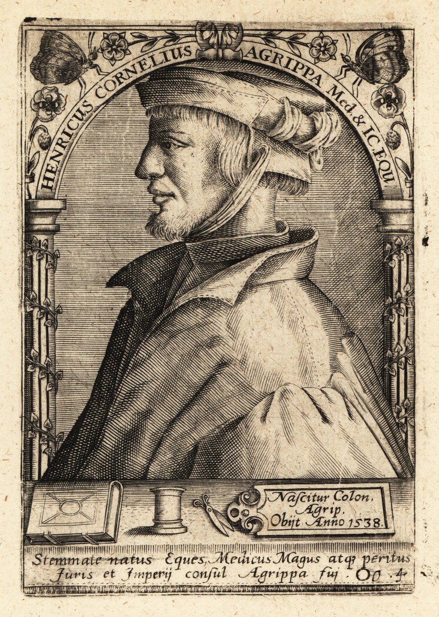Heinrich Cornelius Agrippa von Nettesheim, tysk polymat. av Theodore de Bry