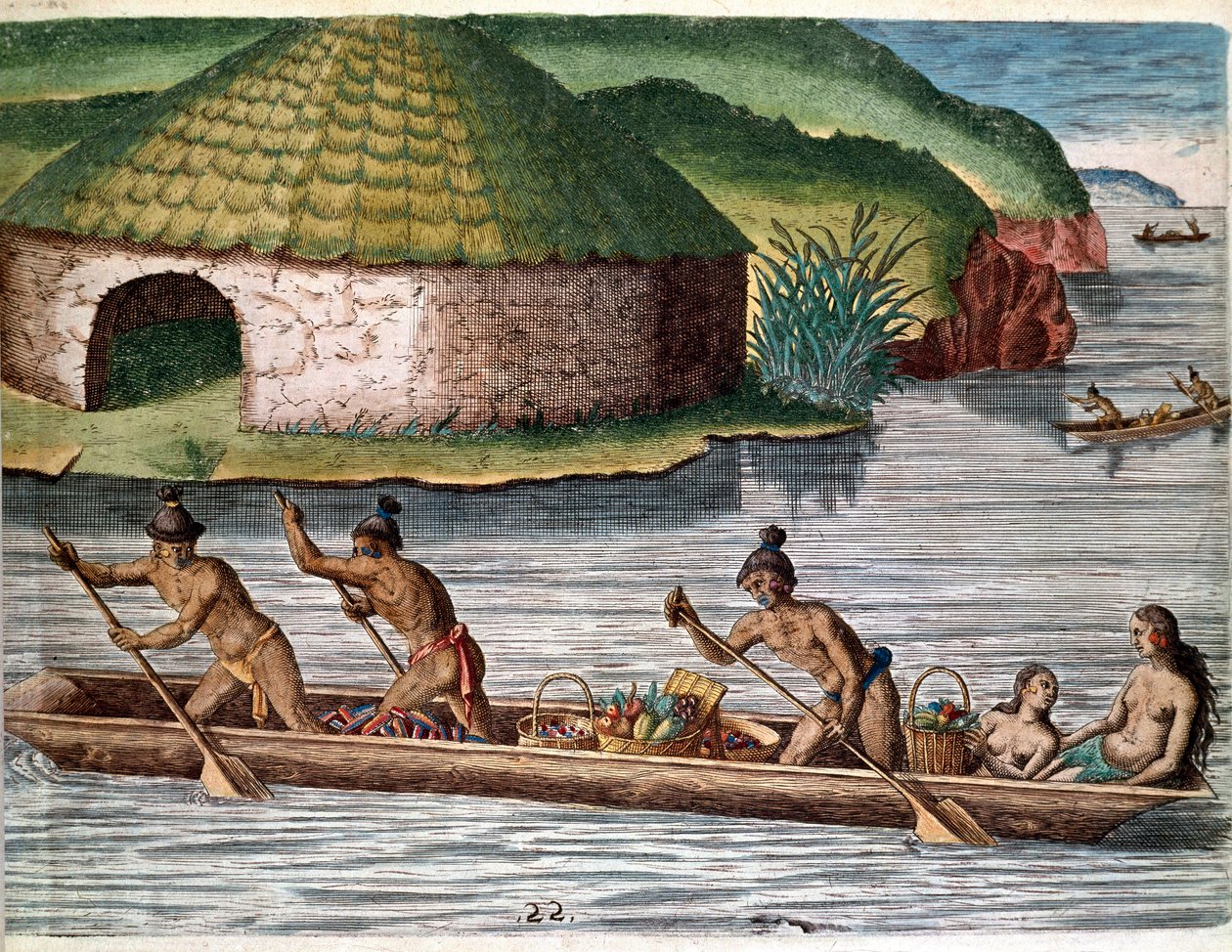 Gravering fra "Admirante Narratio Americae" (History of America) av Theodore de Bry (1528-1598) av Theodore de Bry