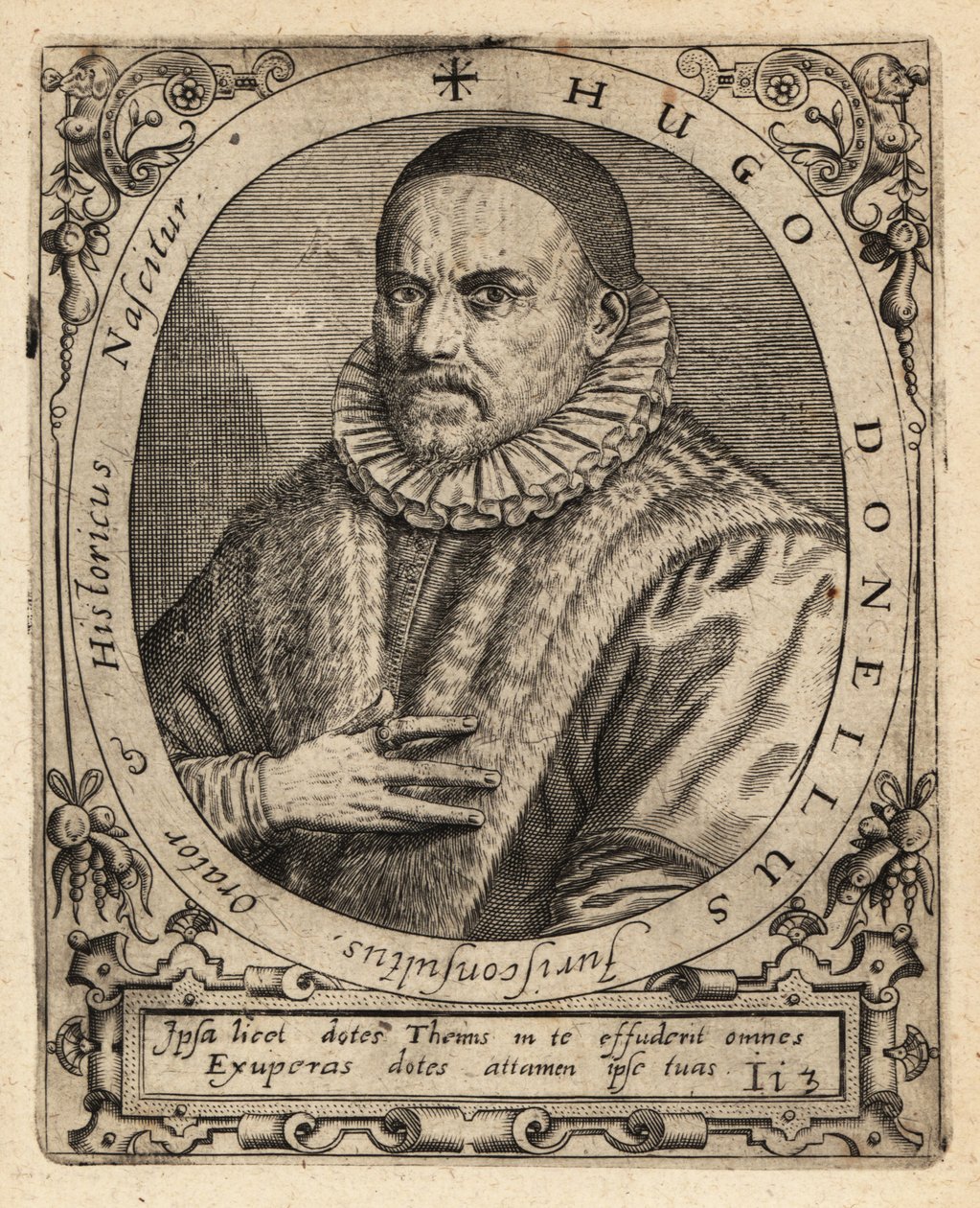 Hugues Doneau, fransk jusprofessor. av Theodore de Bry