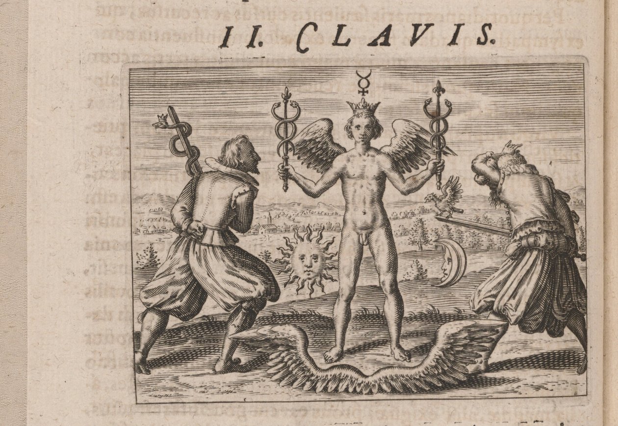 Illustrasjon for Tripus Avrevs, det vil si tre avhandlinger av utvalgte kjemikere.., 1618 av Theodore de Bry