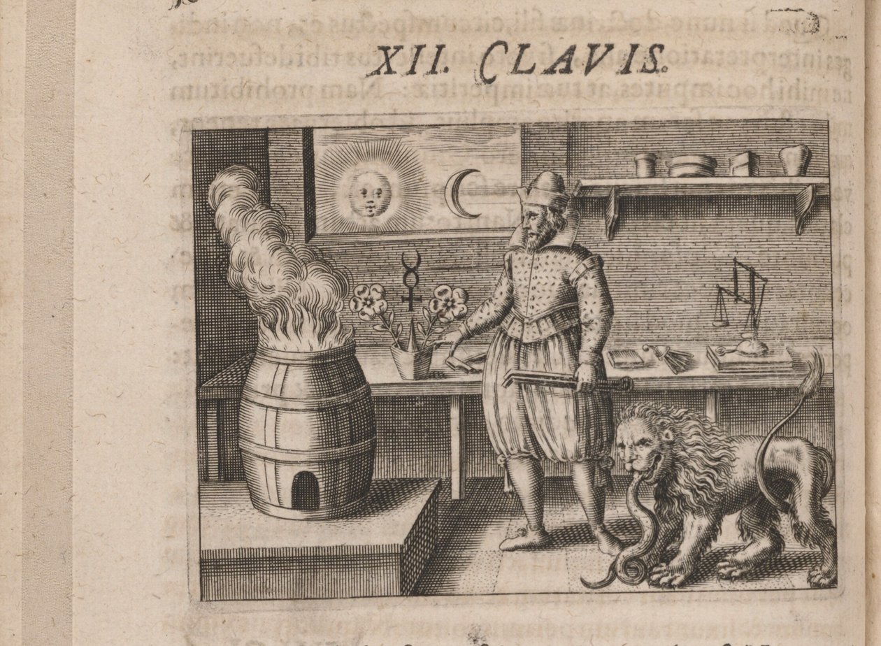 Illustrasjon for Tripus Avrevs, det vil si tre avhandlinger av utvalgte kjemikere.., 1618 av Theodore de Bry