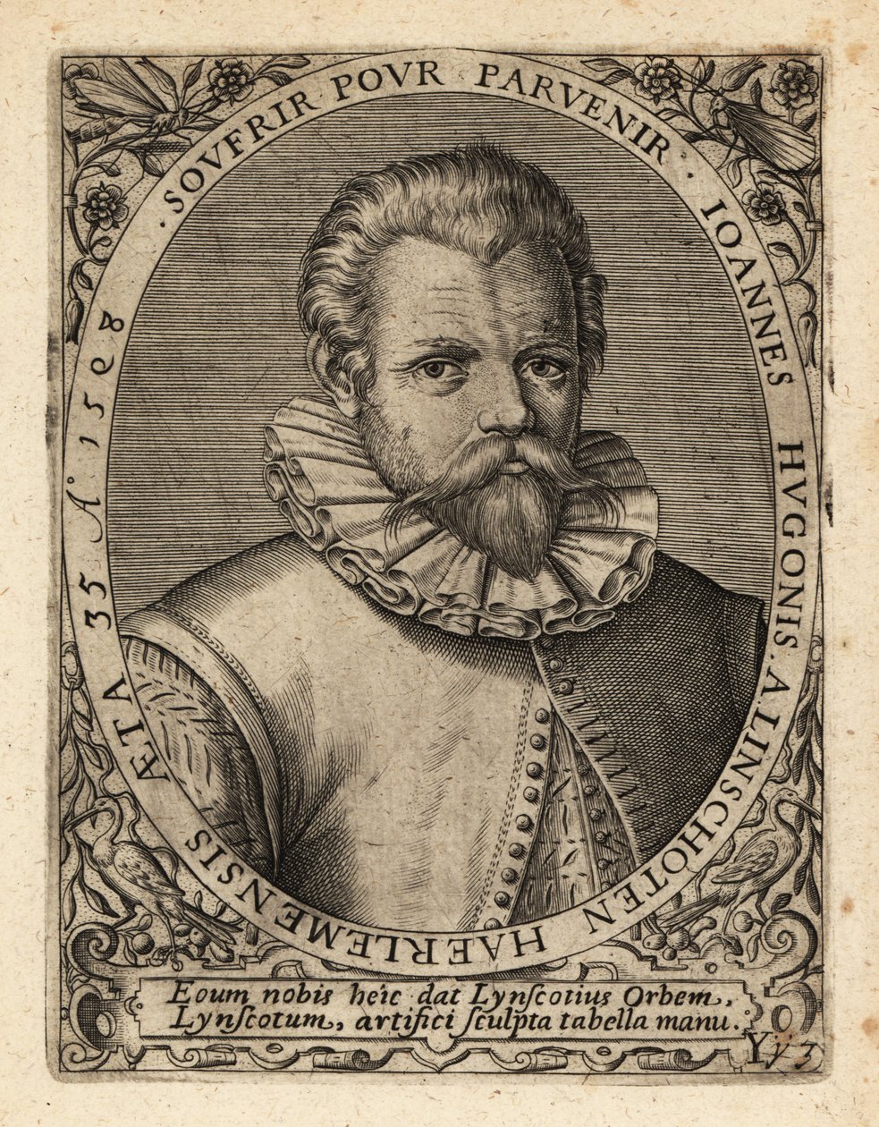 Jan Huyghen van Linschoten, nederlandsk protestantisk kjøpmann. av Theodore de Bry