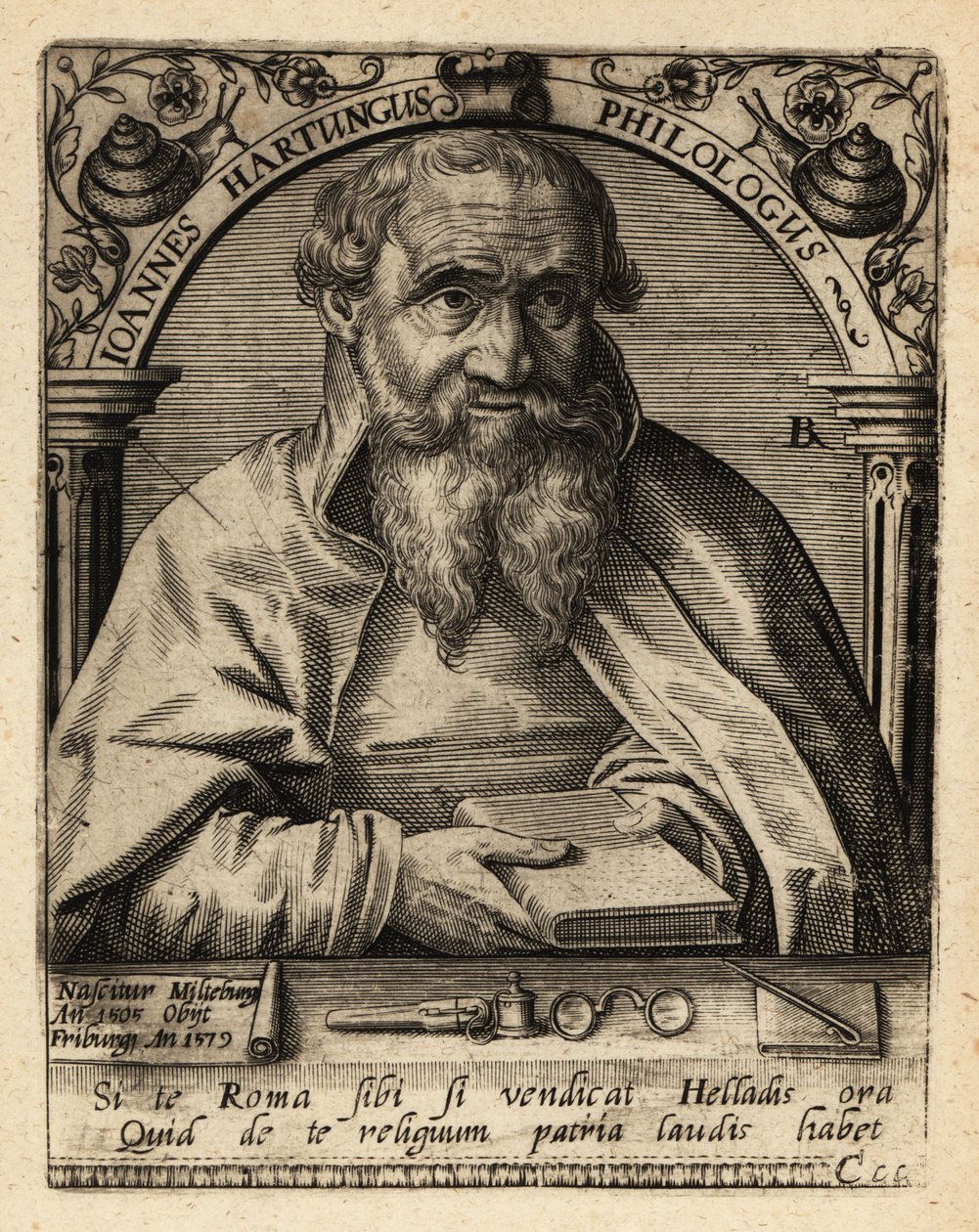 Johannes Hartung, tysk grækist og hebraist av Theodore de Bry