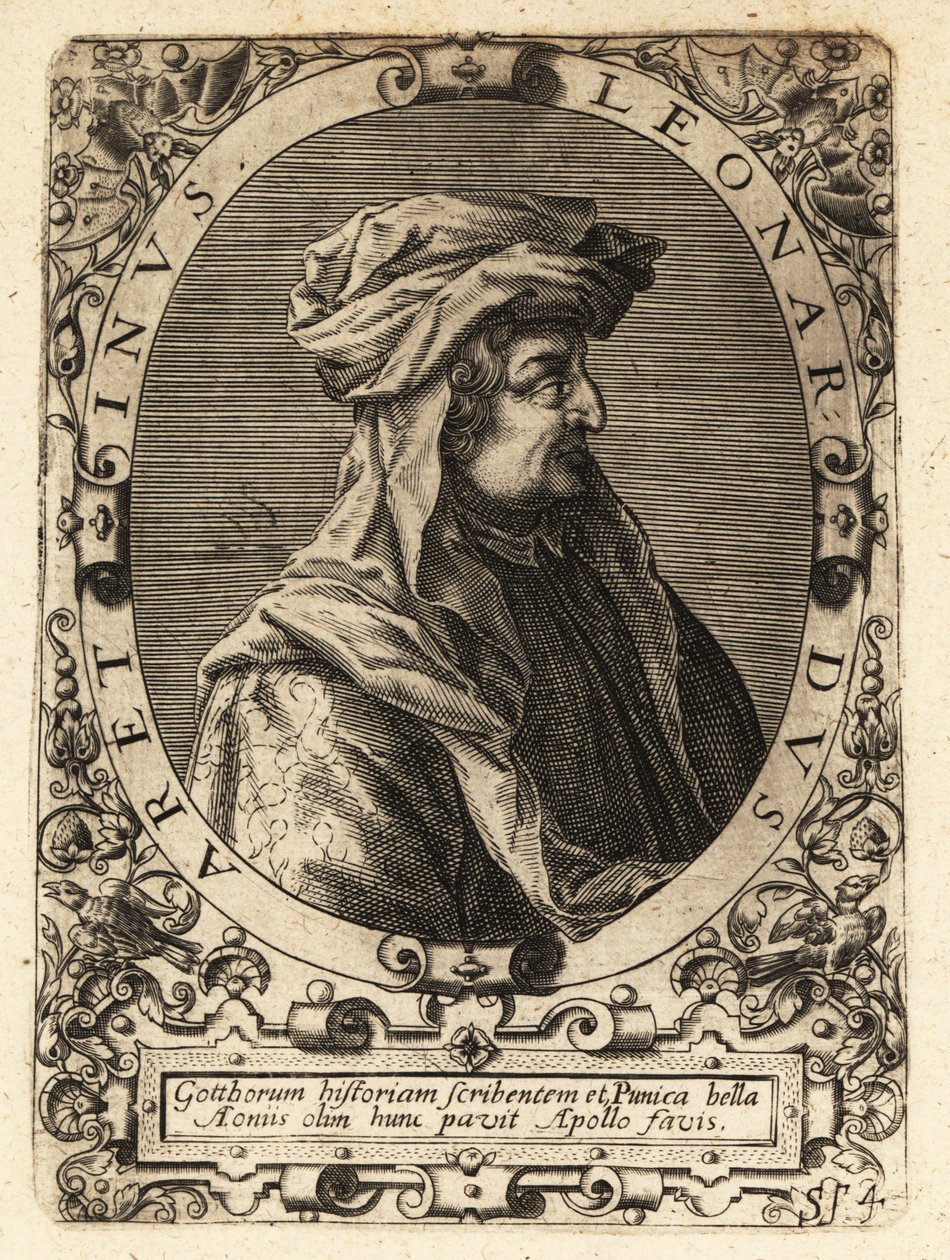 Leonardo Bruni , italiensk humanist, historiker og statsmann. av Theodore de Bry