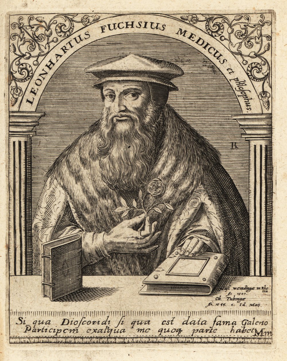 Leonhart Fuchs , tysk lege og botaniker 1501-1566. av Theodore de Bry