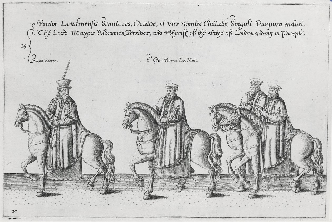 Lord Mayor og Aldermen i begravelsen til Sir Philip Sidney på vei til St. Pauls Cathedral, 1587 av Theodore de Bry