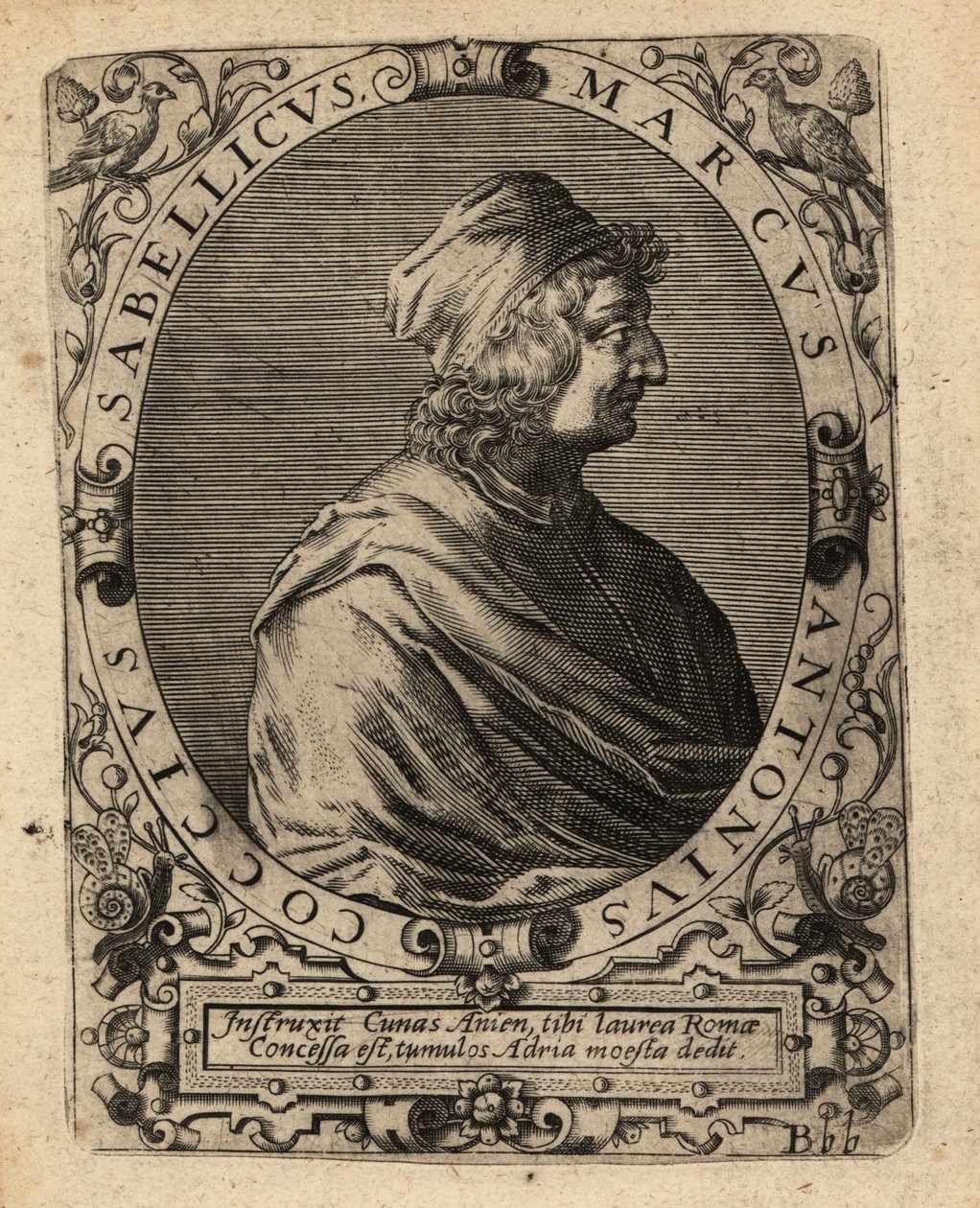 Marcus Antonius Coccius Sabellicus , italiensk lærd. av Theodore de Bry