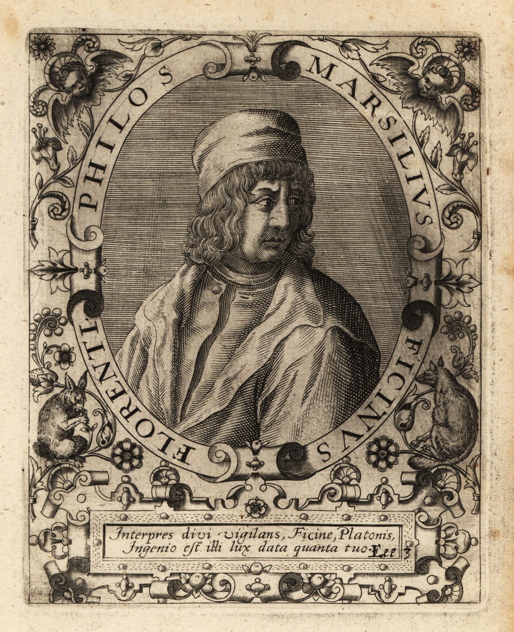 Marsilio Ficino , italiensk lærd. av Theodore de Bry