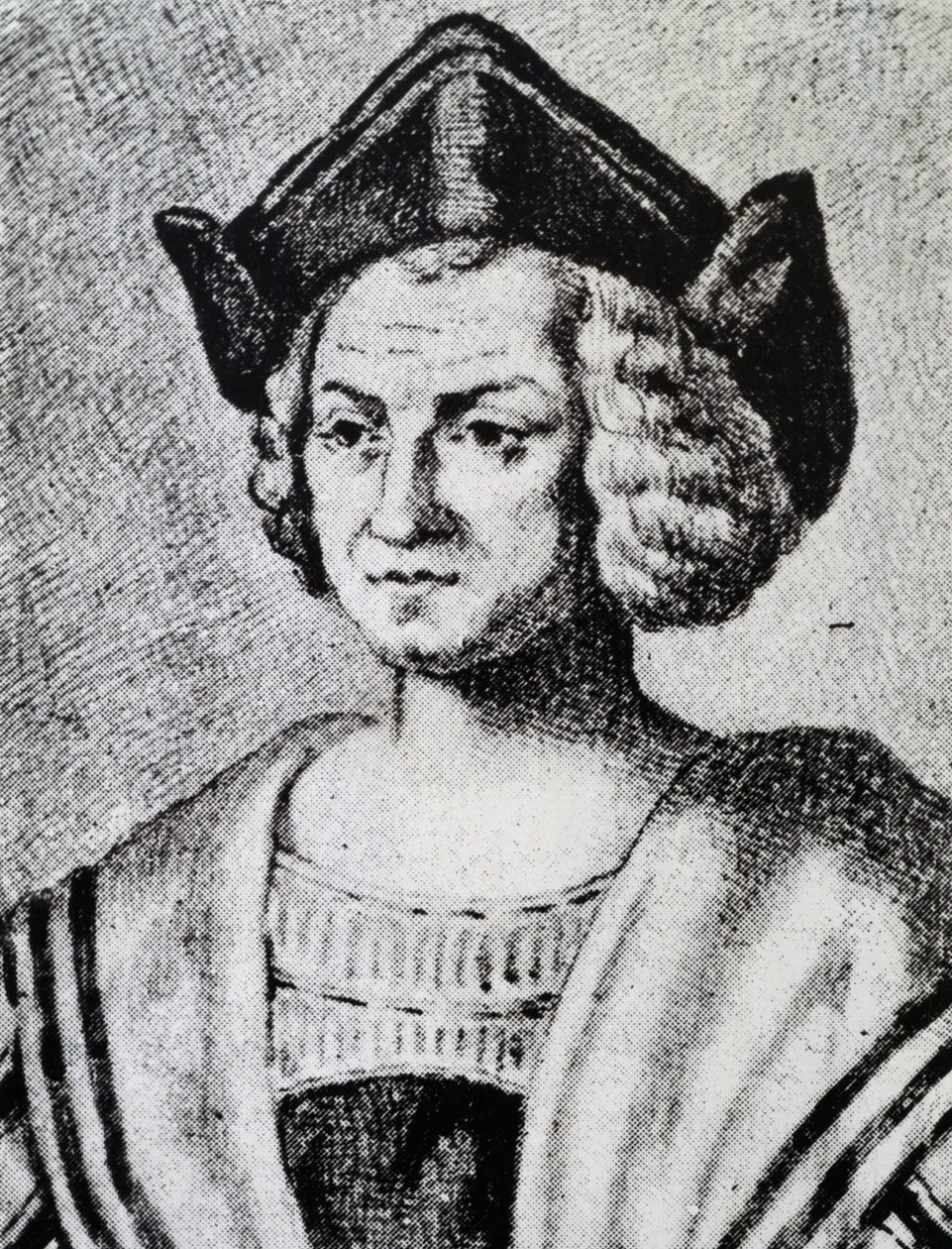 Portrett av Christopher Columbus (1451-1506), gravering av Theodore de Bry (1528-1598) av Theodore de Bry