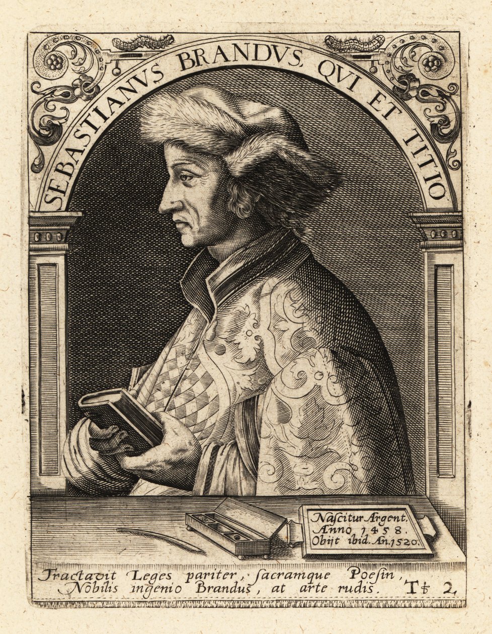 Sebastian Brant, tysk humanist og satiriker. av Theodore de Bry