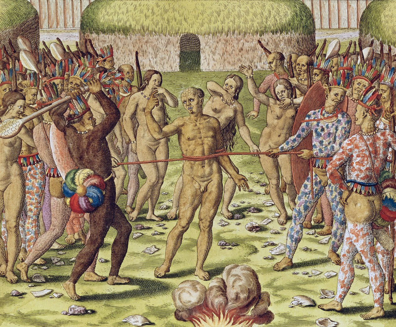 Henrettelsen av en fiende av de øverste indianerne, 1562 av Theodore de Bry