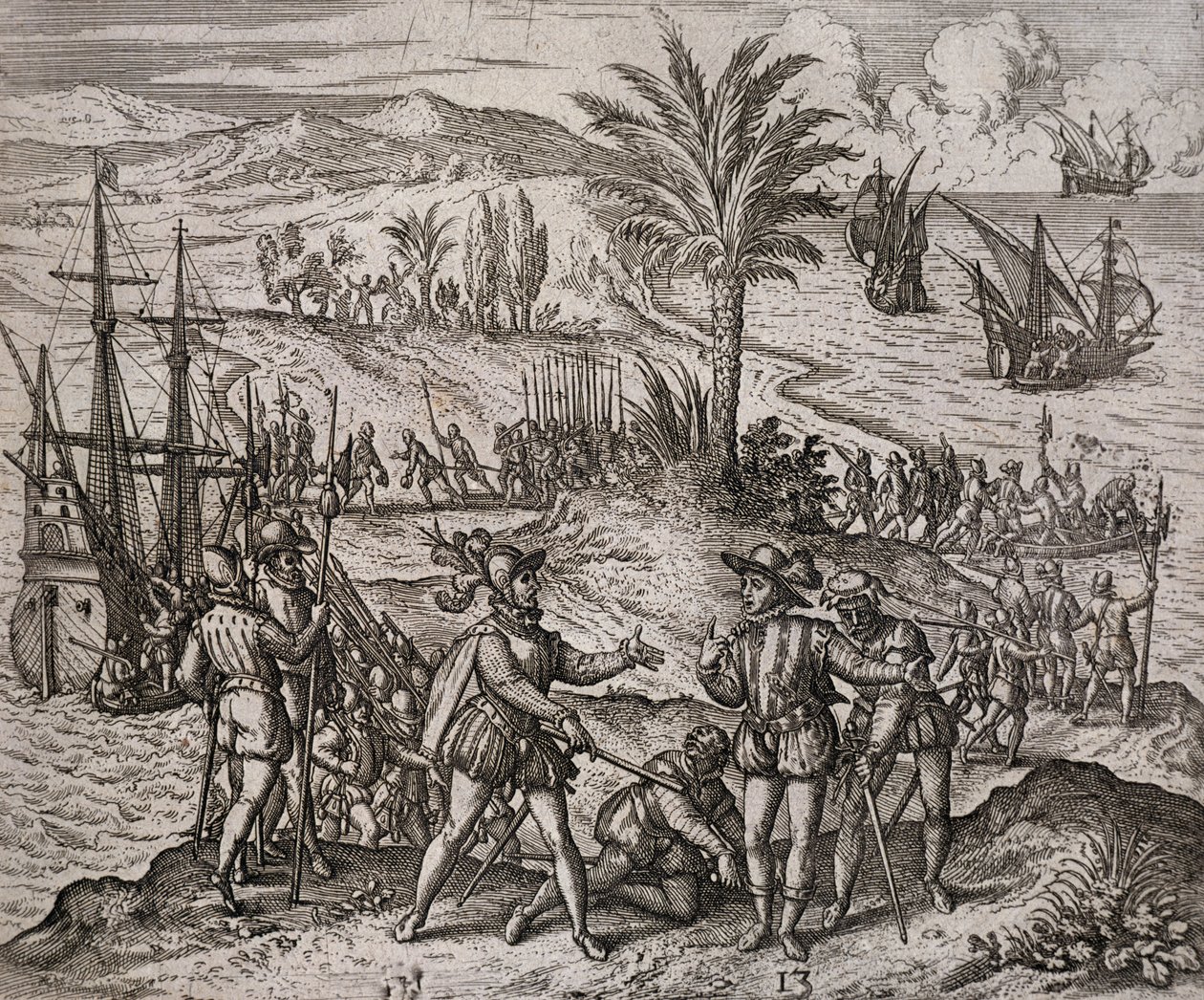 Arrestasjonen av Christopher og Bartholomew Columbus etter ordre fra Francisco de Bobadilla av Theodore de Bry