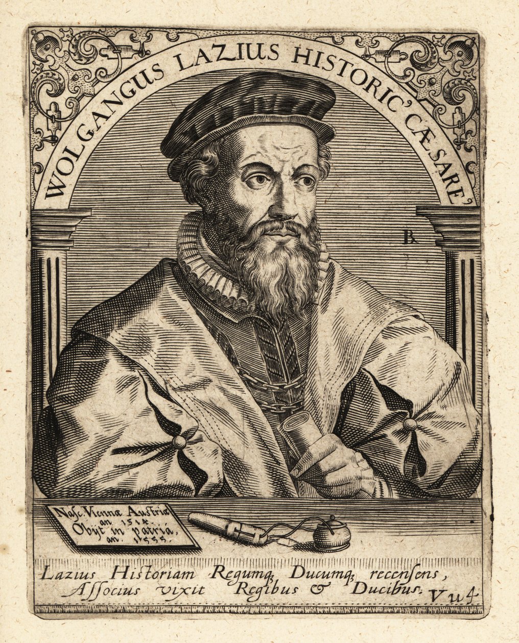 Wolfgang Laz , østerriksk kartograf og historiker. av Theodore de Bry