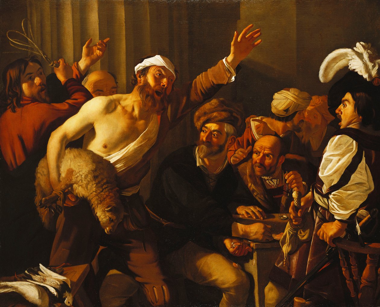 Kristus driver pengevekslerne fra tempelet, 1621 av Theodore van Baburen