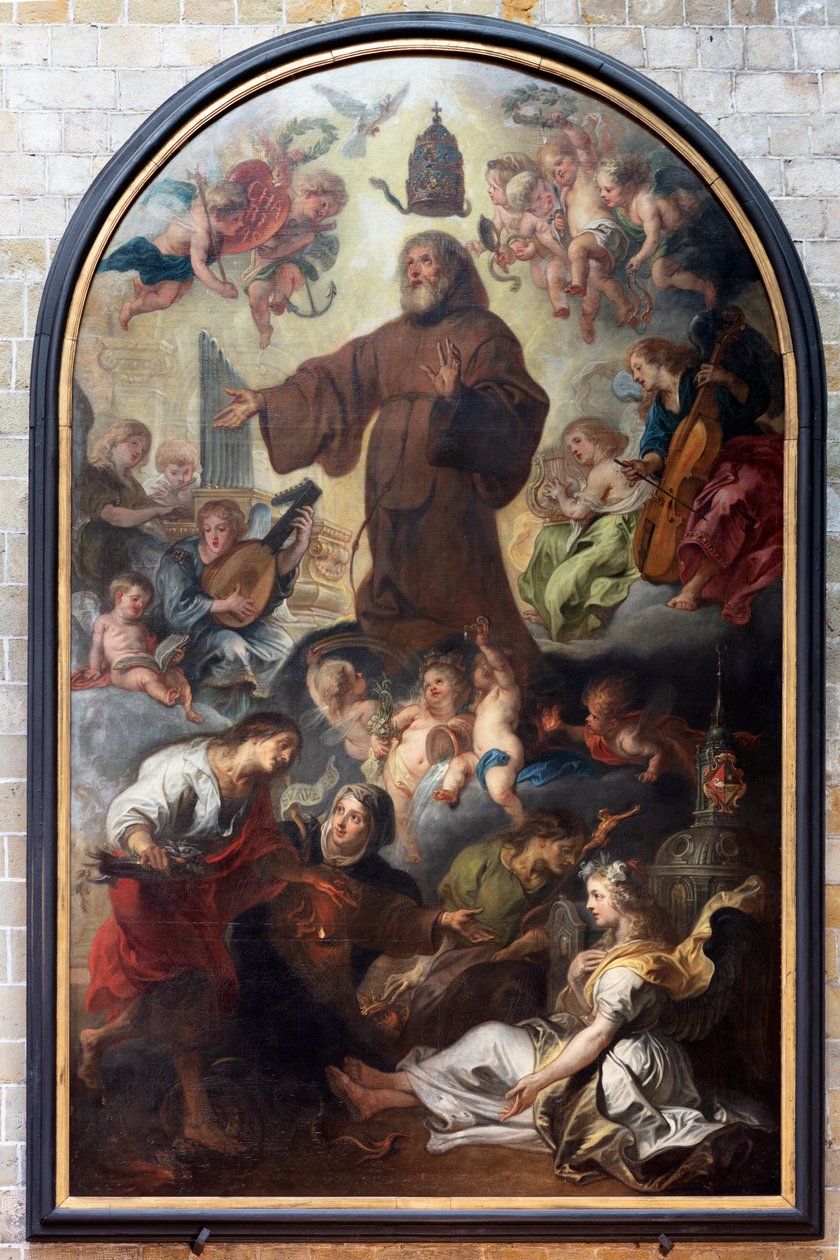 Opphøyelsen eller forherligelsen av St. Frans av Paula, Theodoor Van Thulden av Theodore van Thulden