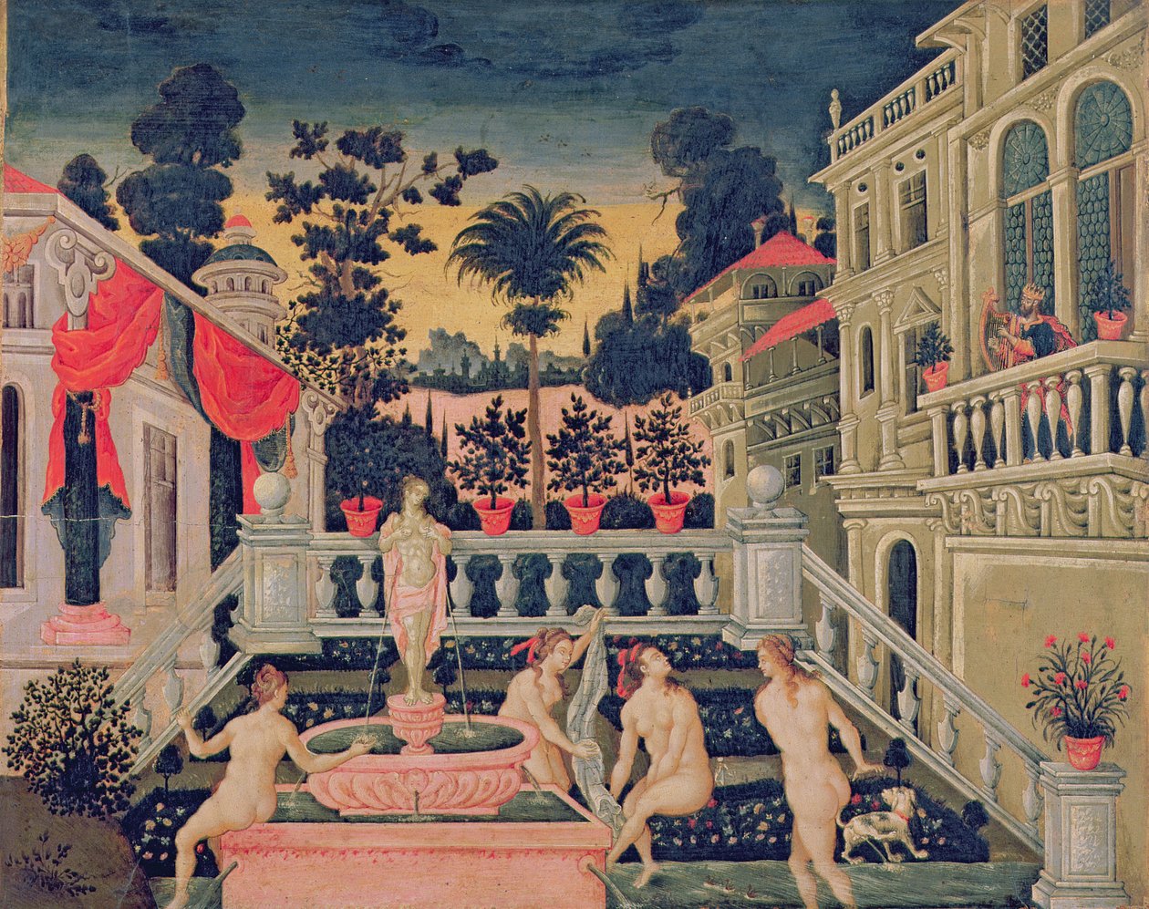 David ser på Bathsheba som bader, ca. 1650 av Theodoros Pulakis