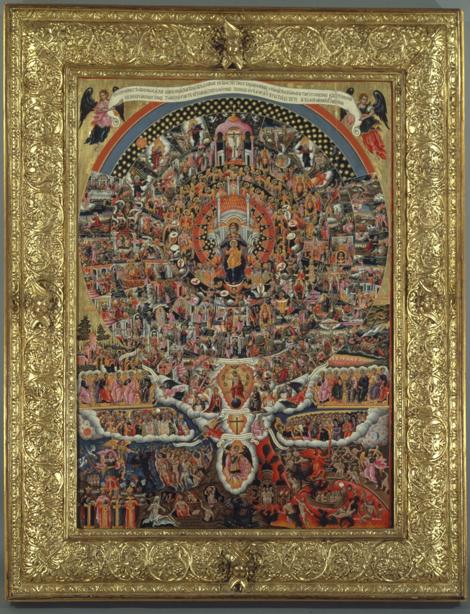 The Hymn of the Virgin (eggtempera og bladgull på panel) (for detaljer se 258110) av Theodoros Pulakis