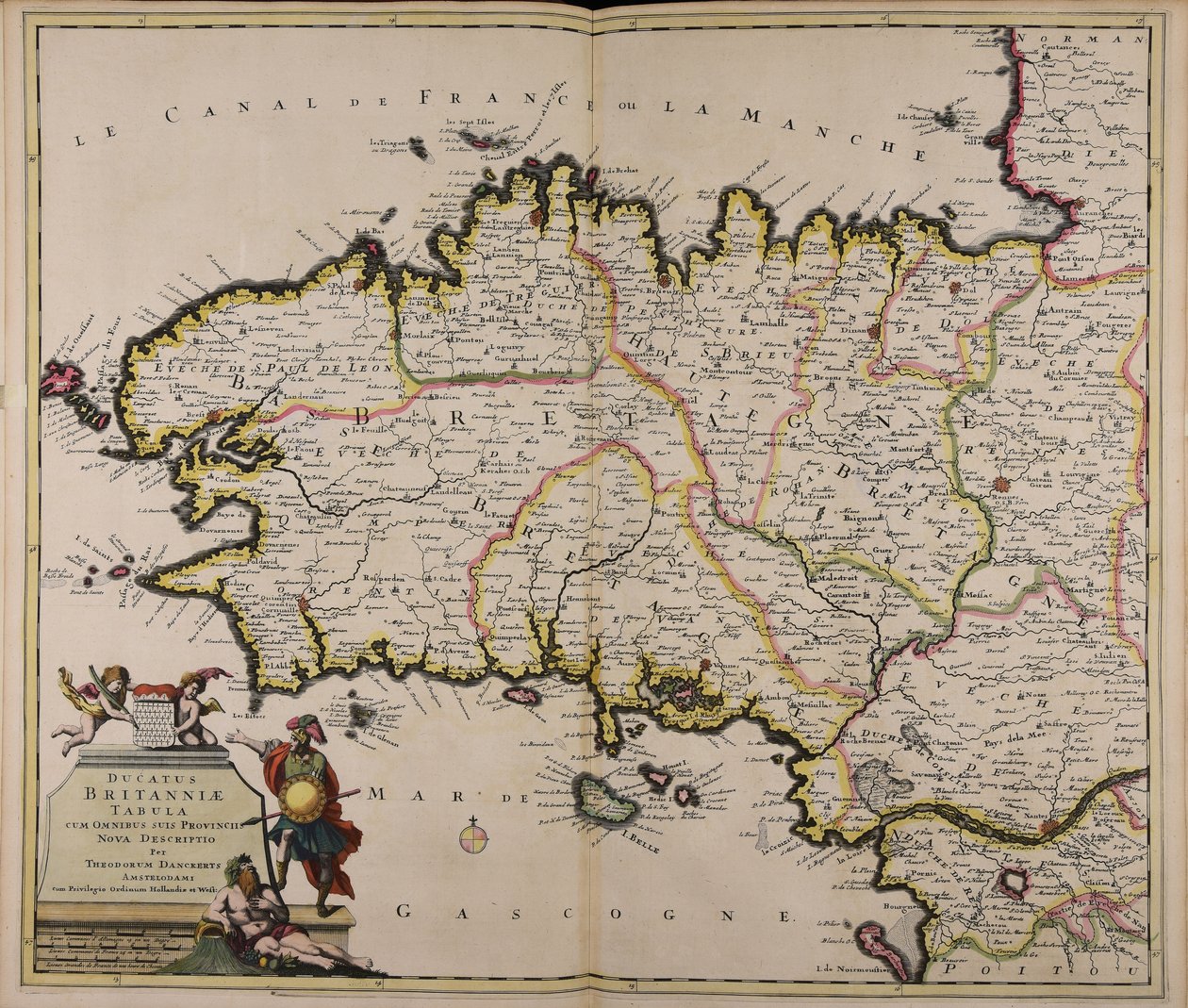 Et kart over hertugdømmet Storbritannia med alle provinsene, en ny beskrivelse av Theodorus Danckerts