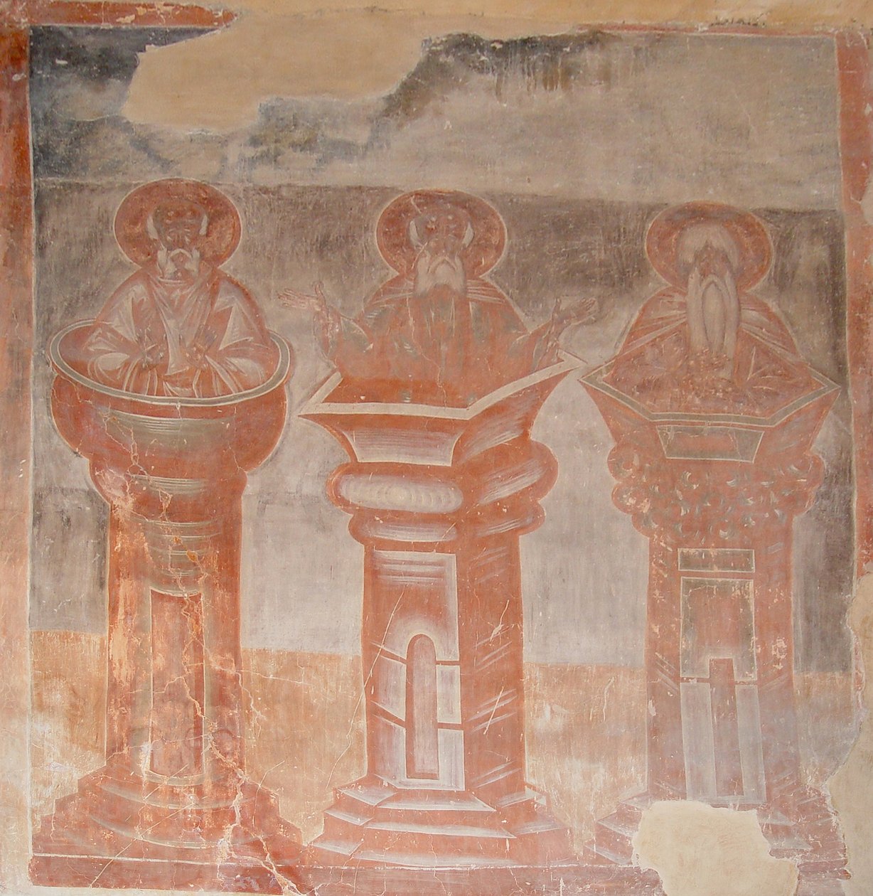 De hellige Simeon Stylites den eldste, Simeon Stylites den yngre og Alypius den Stylite, 1378 av Theophanes the Greek
