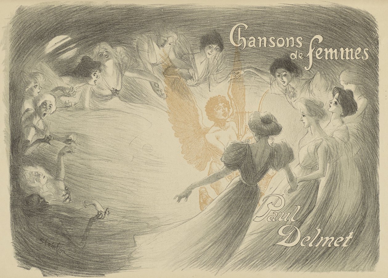 Omslag fra boken Chansons de femmes, 1897 (overføringslitografi på vevd papir) av Théophile Alexandre Steinlen