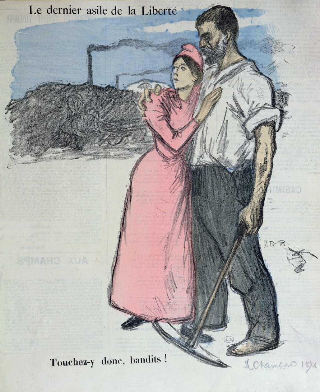 Marianne med en arbeider, illustrasjon fra 