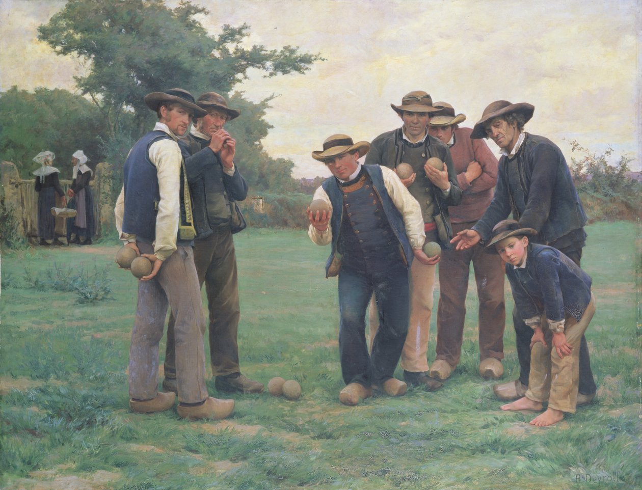 Spille boule i utkanten av Concarneau av Theophile Louis Deyrolle