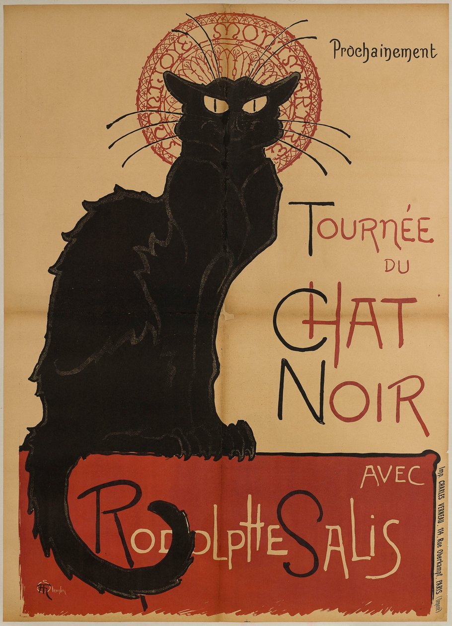 Reklameplakat for Cabaret du Chat Noir-turneen av Théophile Alexandre Steinlen