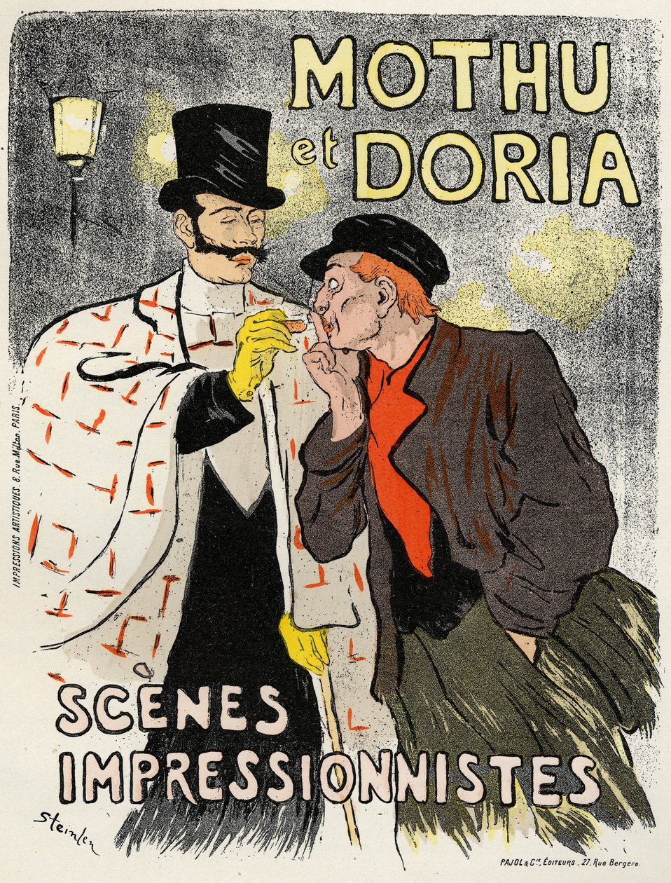 Kunst. Underholdning. Sangerne Mothu og Doria. Plakat av Steinlen, Frankrike av Théophile Alexandre Steinlen