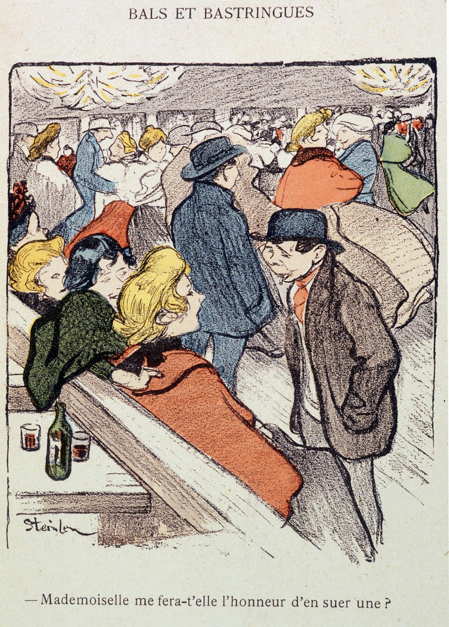 Bals and Bastingues: Vil frøken gjøre meg æren av å svette en? I “” In Life””, av Steinlen av Théophile Alexandre Steinlen