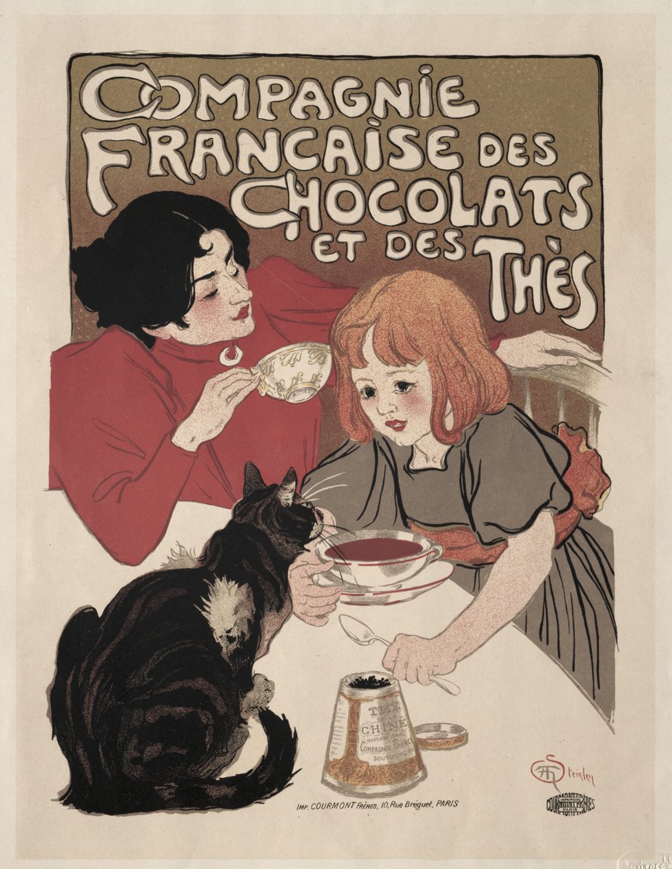 Fransk sjokolade- og teselskap av Théophile Alexandre Steinlen