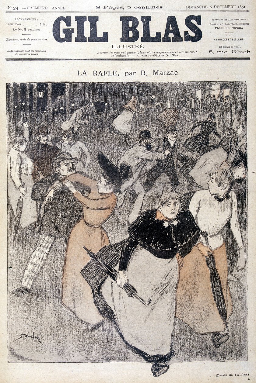 Tegning av Steinlen i Gil Blas, 6.12.1891. av Théophile Alexandre Steinlen