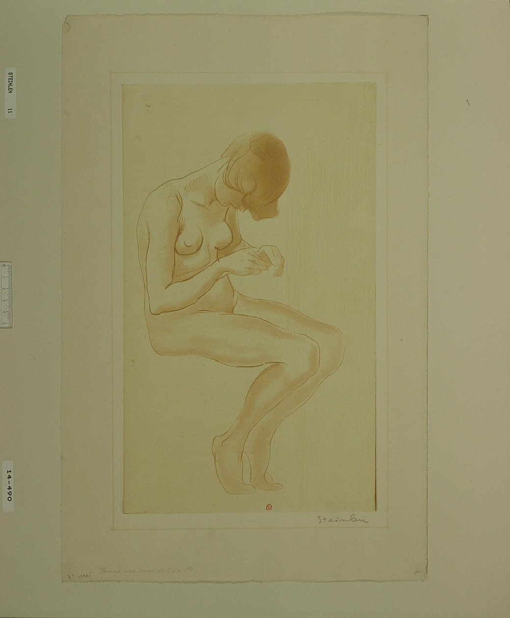 Kvinne som ordner neglene sine (6. store akt) av Théophile Alexandre Steinlen