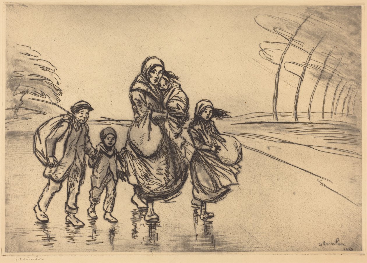 I regnet: mor og barn av Théophile Alexandre Steinlen