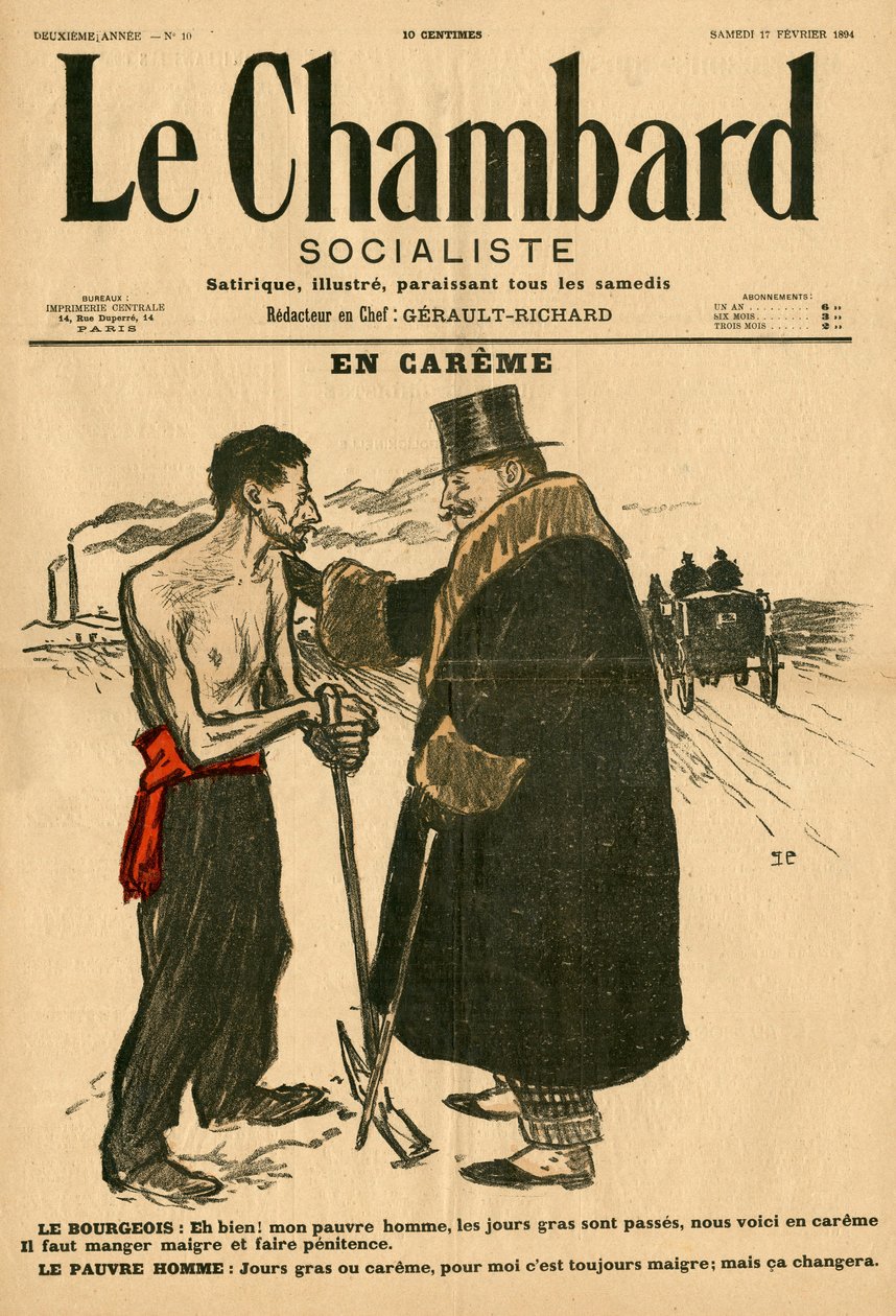 Le Chambard Socialiste, nummer 10, satirisk i farger av Théophile Alexandre Steinlen