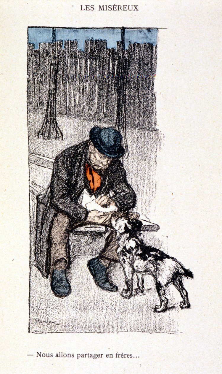 Les Miserables: Vi vil dele som brødre (Master og hunden hans) - i "" Dans la vie", av Steinlen av Théophile Alexandre Steinlen