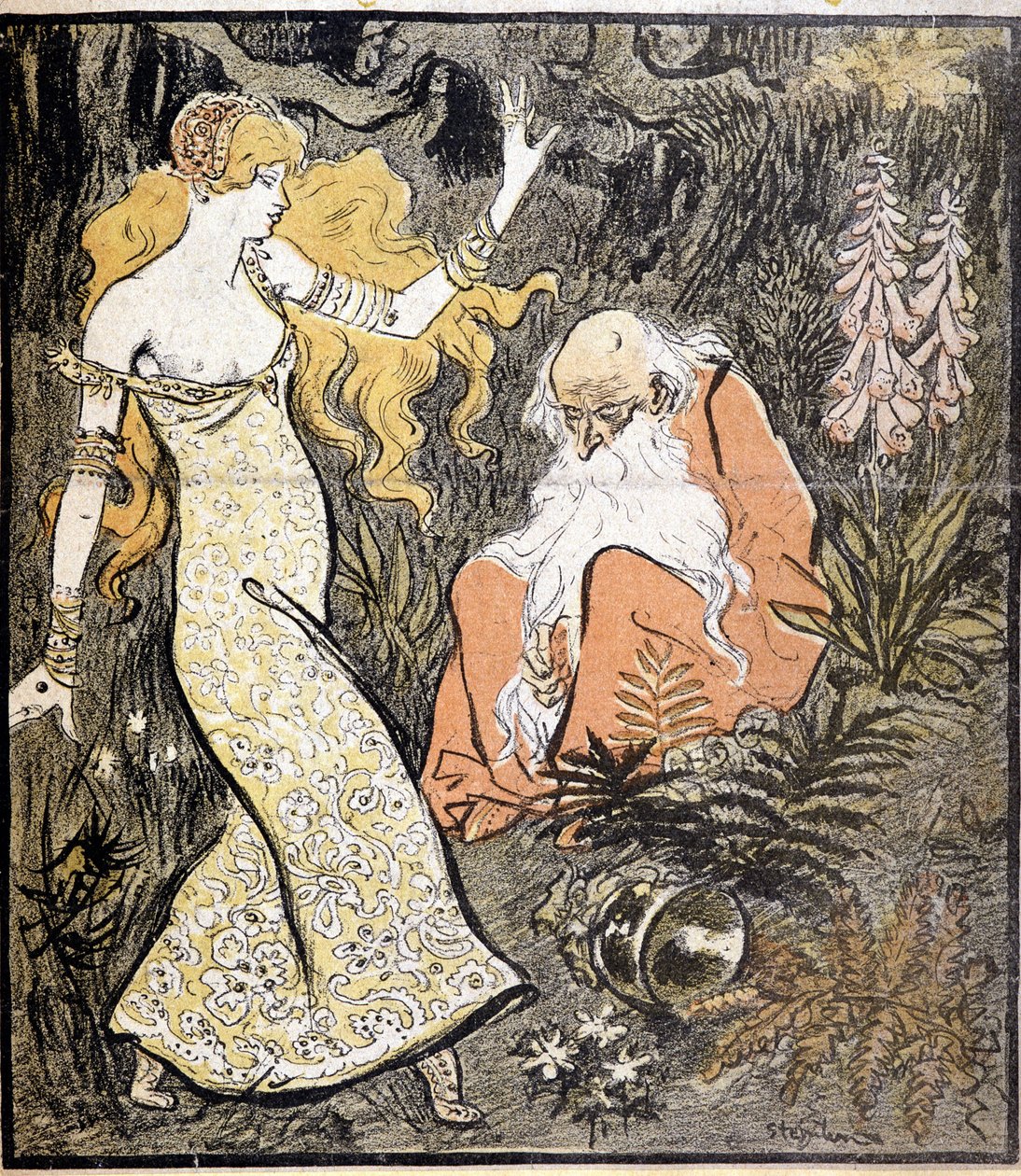 Merlin og Viviane ("Brocéliande") - av Steinlen av Théophile Alexandre Steinlen