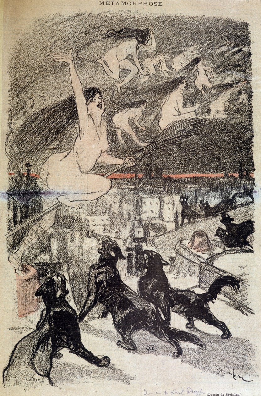 Metamorfose av katter til hekser - av Steinlen av Théophile Alexandre Steinlen