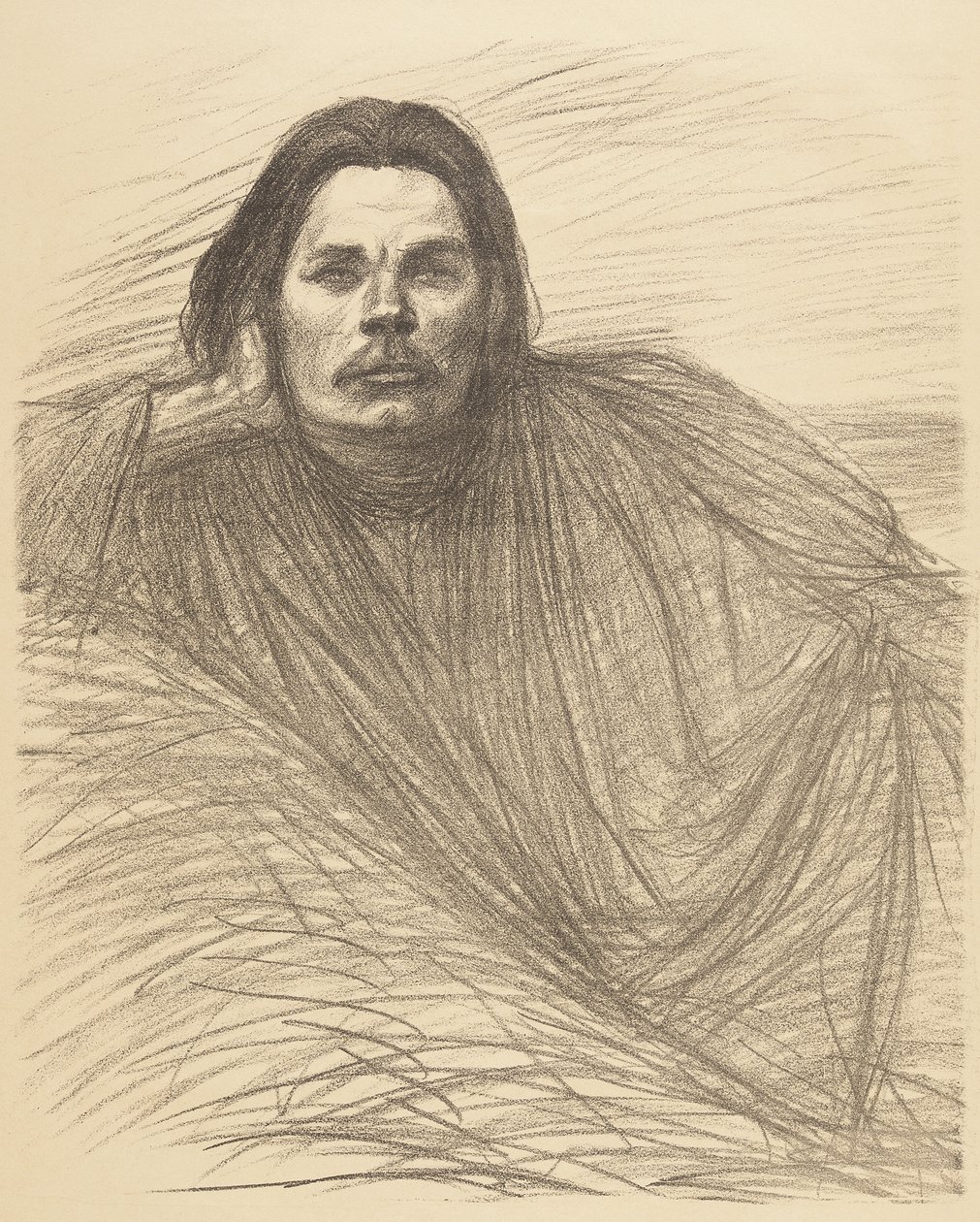 Portrett av Maksim Gorkij liggende av Théophile Alexandre Steinlen