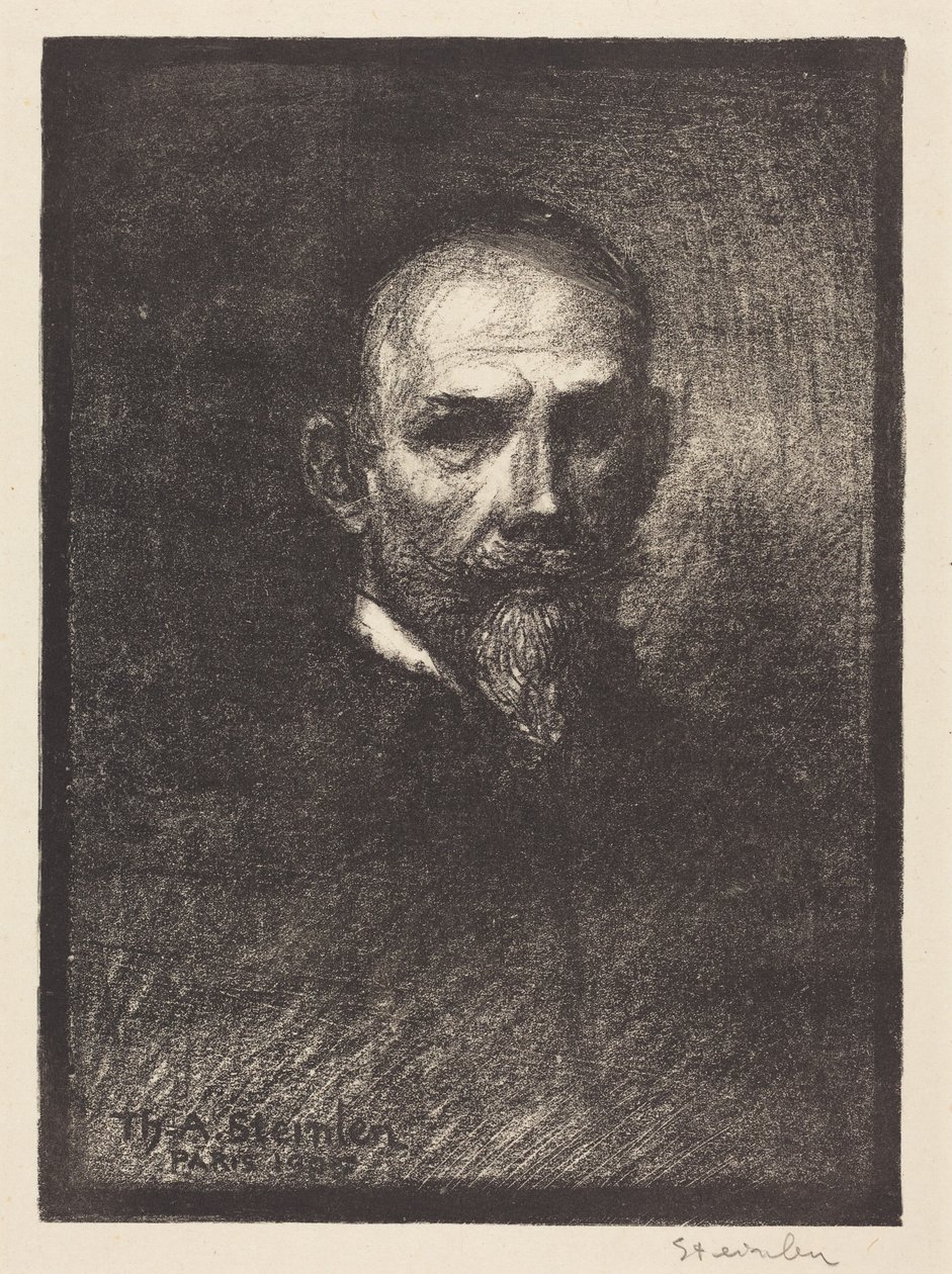Selvportrett (Steinlen forfra, hodet mot høyre) av Théophile Alexandre Steinlen