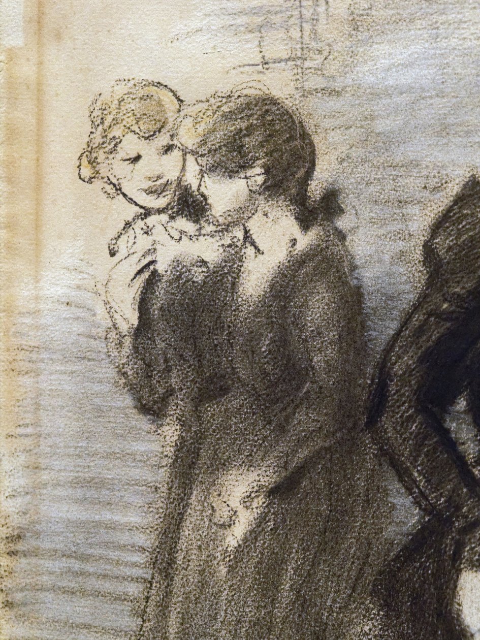 Utgangen av midinettene (detalj) (før 1907). Theophile Alexandre Steinlen (1859-1923). Kull og pastell på papir. Musee des Beaux-Arts de la Ville de Paris, PeuPalais. av Théophile Alexandre Steinlen