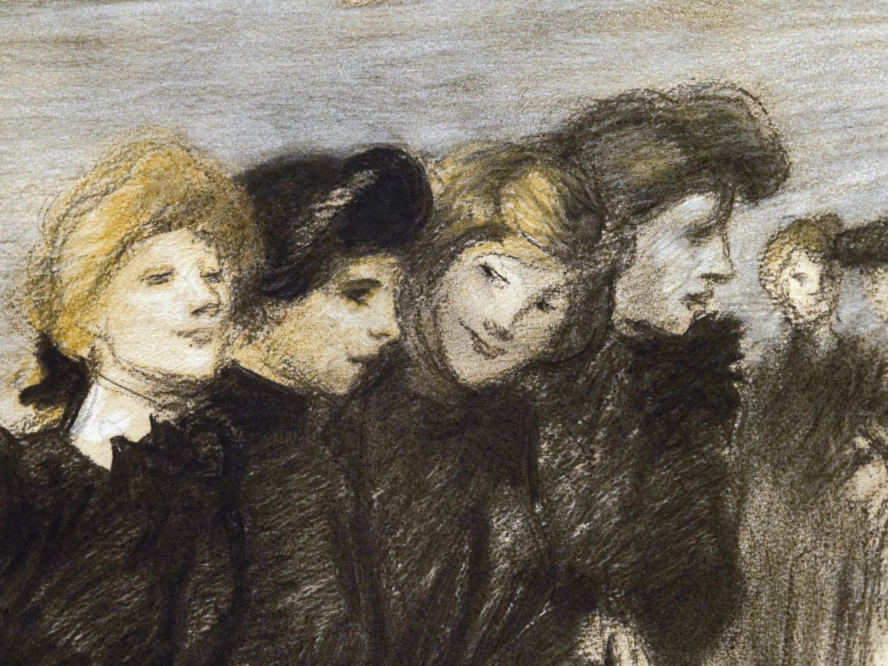 Utgangen av midinettene (detalj) (før 1907). Theophile Alexandre Steinlen (1859-1923). Kull og pastell på papir. Musee des Beaux-Arts de la Ville de Paris, PeuPalais. av Théophile Alexandre Steinlen