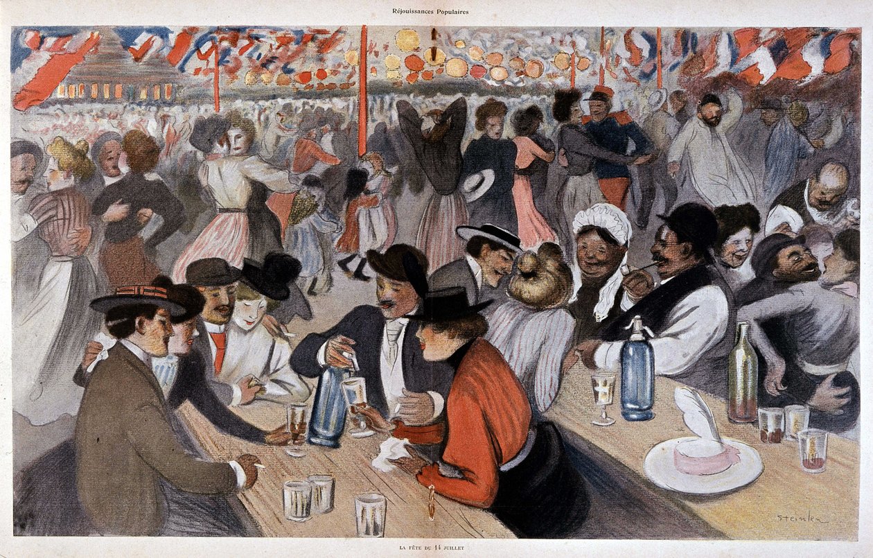 Høytiden 14. juli ved Steinlen, n.d. v. 1902 av Théophile Alexandre Steinlen