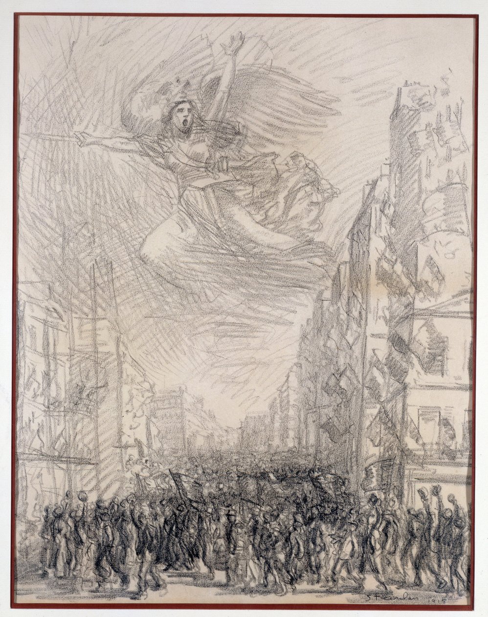 Seier eller Marseillaise Allegorie. Tegning av Theophile Alexandre Steinlen (1859-1923) 1915 Paris. B.N. av Théophile Alexandre Steinlen