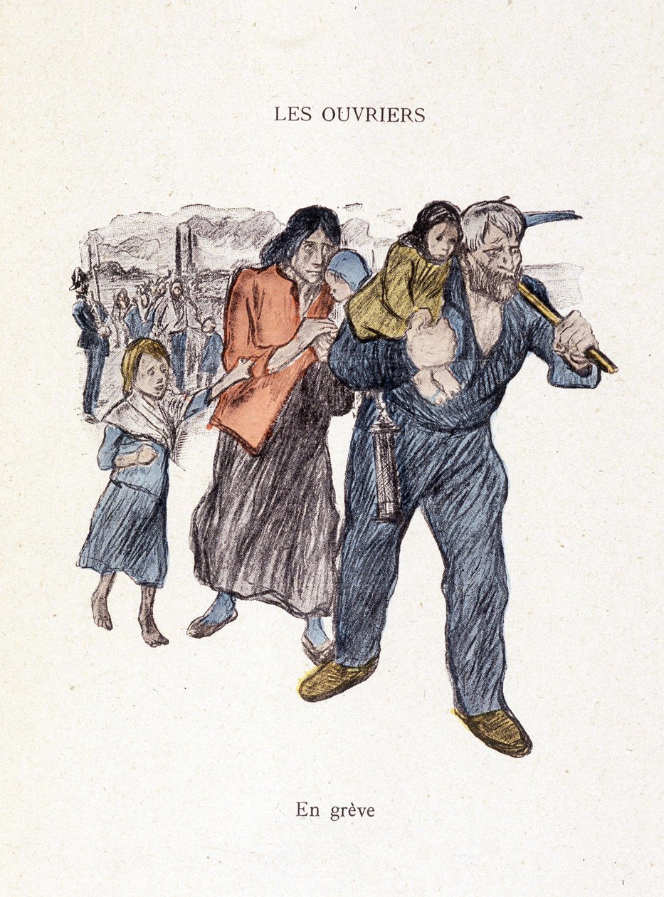 Arbeidere: i streik i “”In Life””, av Steinlen 1901 av Théophile Alexandre Steinlen