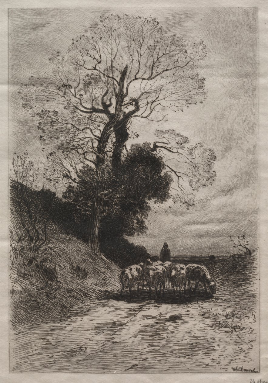 Retur av flokken, c. 1870. av Theophile Narcisse Chauvel