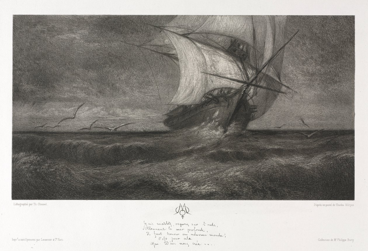 Fantomskipet, eller på bølgene, 1872. av Theophile Narcisse Chauvel