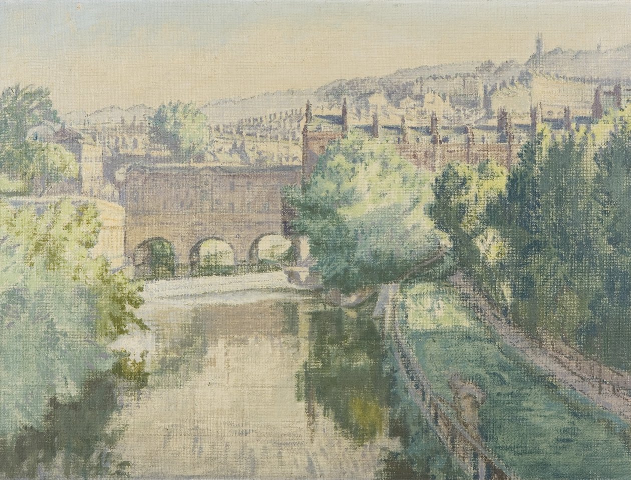 Pulteney Bridge over Avon ved Bath av Therese Lessore