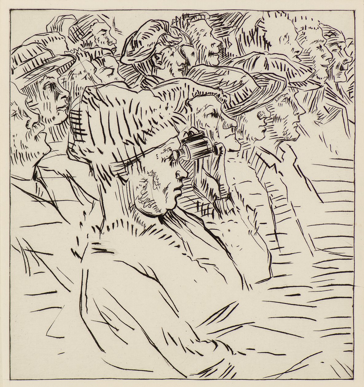 Teaterpublikum, 1900-tallet (radering) av Therese Lessore